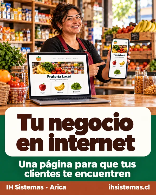 Ilustración de una página web de un negocio en computador y celular